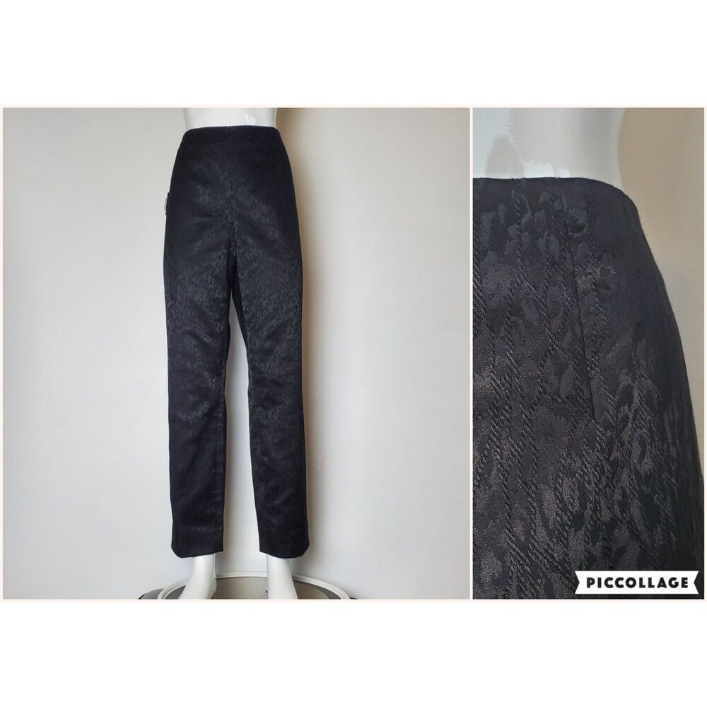 NEW Tahari Black Jacquard Straight Leg Trousers